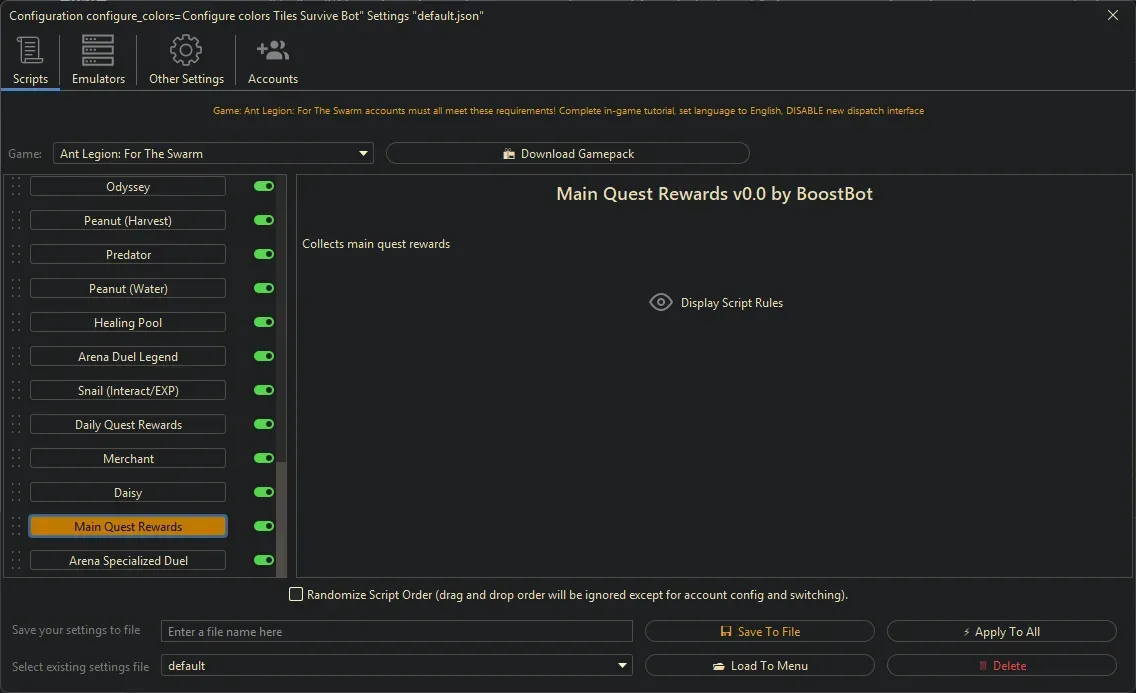 Ant Legion Bot - Main Quest Rewards