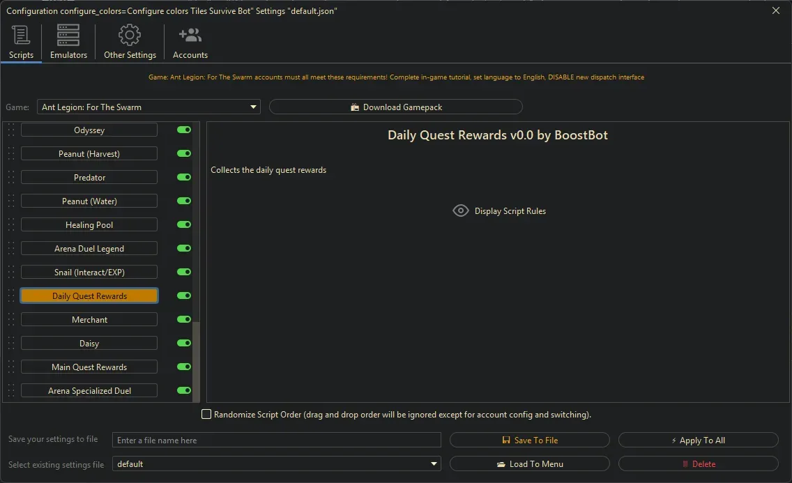 Ant Legion Bot - Daily Quest Rewards