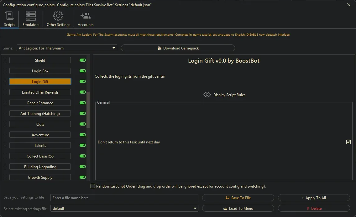 Ant Legion Bot - Login Gift